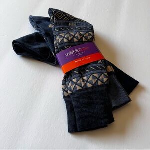 LORENZO UOMO 3 PAIR PACK MENS COTTON CREW SOCKS DENIM BLUE MIX NWT